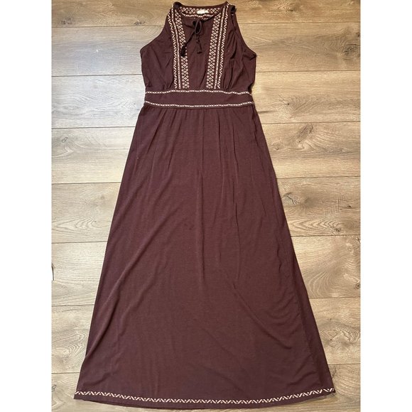Hill Dresses Hill Embroidered Maxi Dress Maroon S Poshmark